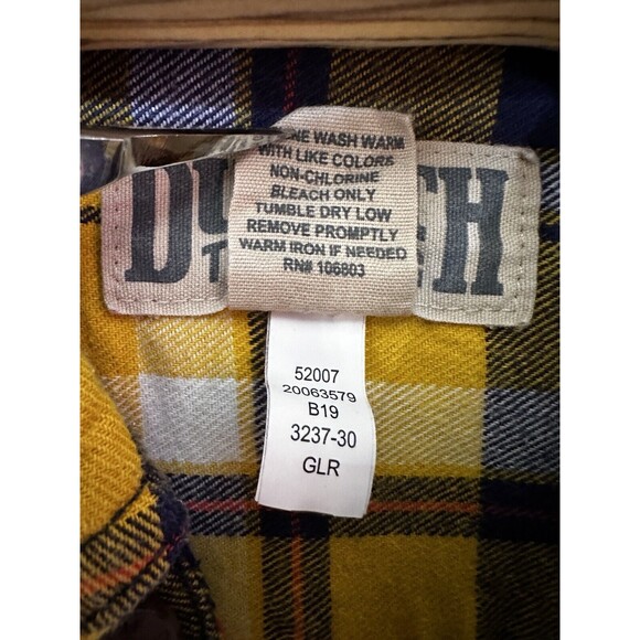 Duluth Trading‎ Free Swingin Plaid Flannel Shirt Yellow Men’s Size Large - Picture 6 of 7